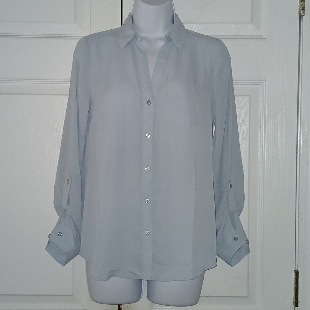 The Limited  baby blue button down blouse long sleeve blouse  Sz XS